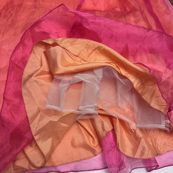 Niki Livas Pink Orange Embroidered Halter Dress With Corset Back Sz 6 Ball Gown - Picture 11 of 12